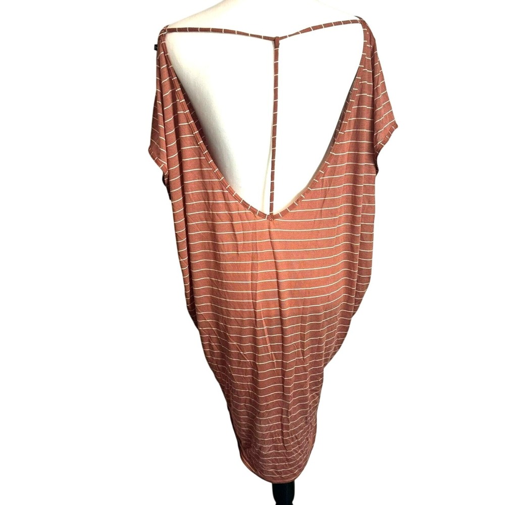 Vitamin A Amalia Stevens‎ Striped Cover Up Dress Tunic Rust Orange